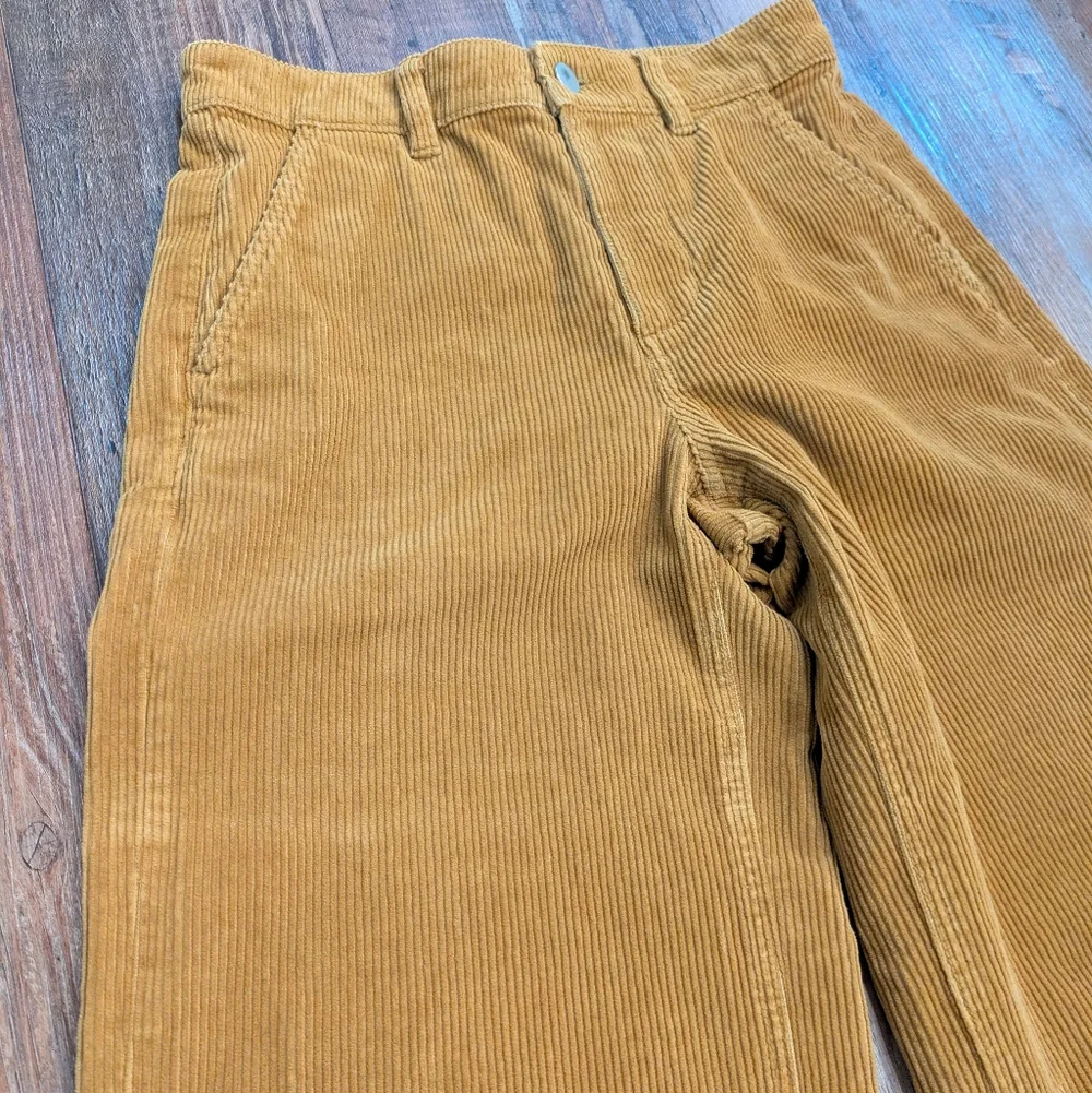 Everlane Corduroy Wide Leg Pants Trousers High Rise Mustard Brown Cotton Sz 2 - Picture 7 of 15
